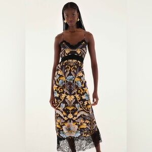 Farm Rio: Black Flowerful Garden Midi Dress